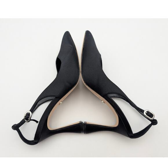 Dee Ocleppo Austin Pointed Toe Heels Pump Women's Black Satin Size US7 EU38 - Picture 6 of 11